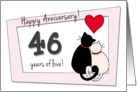 Happy 46th Wedding Anniversary - Two cats in love card