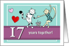 Happy 17th Wedding Anniversary, Two cats dancing card