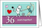 Happy 36th Wedding Anniversary, Two cats dancing card