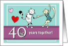 Happy 40th Wedding Anniversary, Two cats dancing card