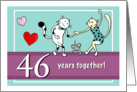 Happy 46th Wedding Anniversary, Two cats dancing card