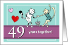 Happy 49th Wedding Anniversary, Two cats dancing card