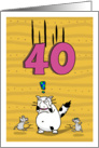 Happy 40th Birthday, Not over the hill just yet, Cat and mice card