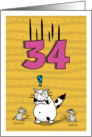 Happy 34th Birthday, Not over the hill just yet, Cat and mice card