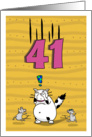 Happy 41st Birthday, Not over the hill just yet, Cat and mice card