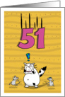 Happy 51st Birthday, Not over the hill just yet, Cat and mice card