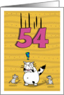 Happy 54th Birthday, Not over the hill just yet, Cat and mice card