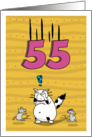 Happy 55th Birthday, Not over the hill just yet, Cat and mice card