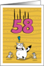 Happy 58th Birthday, Not over the hill just yet, Cat and mice card