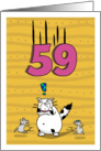 Happy 59th Birthday, Not over the hill just yet, Cat and mice card