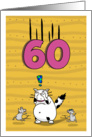 Happy 60th Birthday, Not over the hill just yet, Cat and mice card