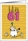 Happy 61st Birthday, Not over the hill just yet, Cat and mice card