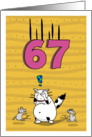Happy 67th Birthday, Not over the hill just yet, Cat and mice card