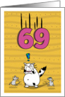 Happy 69th Birthday, Not over the hill just yet, Cat and mice card