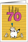 Happy 70th Birthday, Not over the hill just yet, Cat and mice card