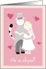 We’ve eloped! Elopement Announcement, Two cats hugging card