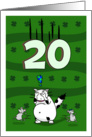 Happy 20th birthday on St. Patrick’s Day, Cat and mice card