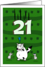 Happy 21st birthday on St. Patrick’s Day, Cat and mice card