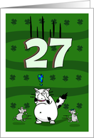 Happy 27th birthday on St. Patrick’s Day, Cat and mice card