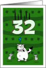 Happy 32nd birthday on St. Patrick’s Day, Cat and mice card