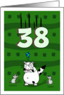 Happy 38th birthday on St. Patrick’s Day, Cat and mice card