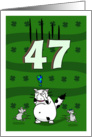 Happy 47th birthday on St. Patrick’s Day, Cat and mice card