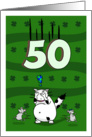 Happy 50th birthday on St. Patrick’s Day, Cat and mice card