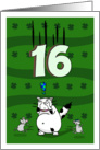 Happy 16th birthday on St. Patrick’s Day, Cat and mice card