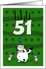 Happy 51st birthday on St. Patrick’s Day, Cat and mice card