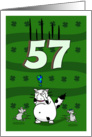 Happy 57th birthday on St. Patrick’s Day, Cat and mice card