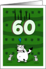 Happy 60th birthday on St. Patrick’s Day, Cat and mice card