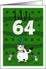 Happy 64th birthday on St. Patrick’s Day, Cat and mice card