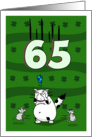 Happy 65th birthday on St. Patrick’s Day, Cat and mice card