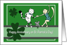 Happy Anniversary on St. Patrick’s Day, Two cats dancing card