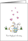 Far away at Easter, Cute Bunny Rabbit with Easter Egg card