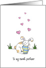 Happy Easter for partner, Cute Bunny Rabbit with Egg card