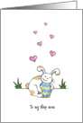 Happy Easter for step mom, Cute bunny rabbit hugs egg card