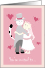Engagement Party, Invitation, Bride and groom cat hugging card