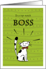 Thank you for boss from employees, Proud cat with bow tie card