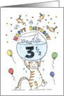 Happy Half Birthday, Age specific, 3 and a half, Cat holding fish bowl card