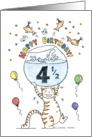 Happy Half Birthday, Age specific, 4 and a half, Cat holding fish bowl card