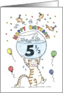 Happy Half Birthday, Age specific, 5 and a half, Cat holding fish bowl card