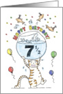 Happy Half Birthday, Age specific, 7 and a half, Cat holding fish bowl card