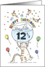 Happy Half Birthday, Age specific, 12 and a half, Cat with fish bowl card