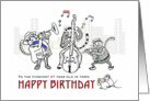 Happy birthday for 47 year old, Jazz cats play music to mice card