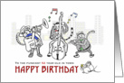 Happy birthday for 52 year old, Jazz cats play music to mice card