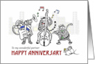 Happy Anniversary to Partner, Missing You, Jazz cats play music card