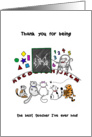 Thank you to teacher, General, Mouse teaches cats important lesson card