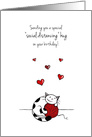 Social distancing hug on birthday - Cat hugging yarn - Coronavirus card