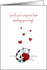 Thinking of You During Covid-19 - Cat hugging ball of yarn card